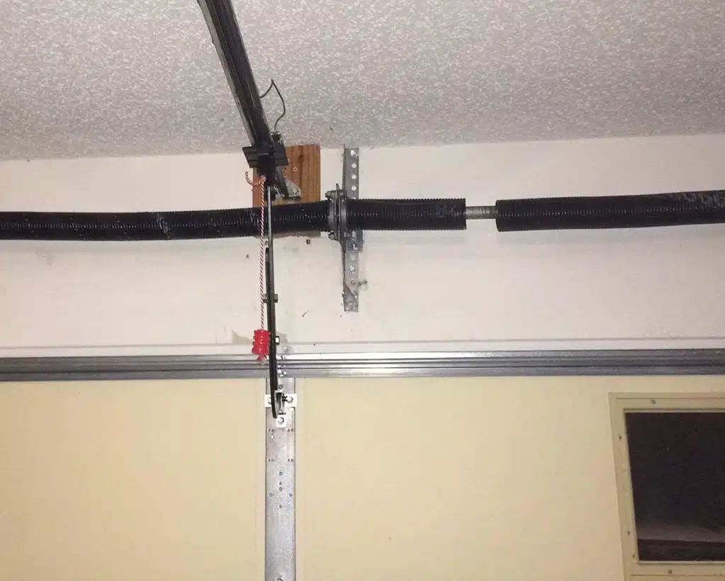 Garage door with flipped cable.