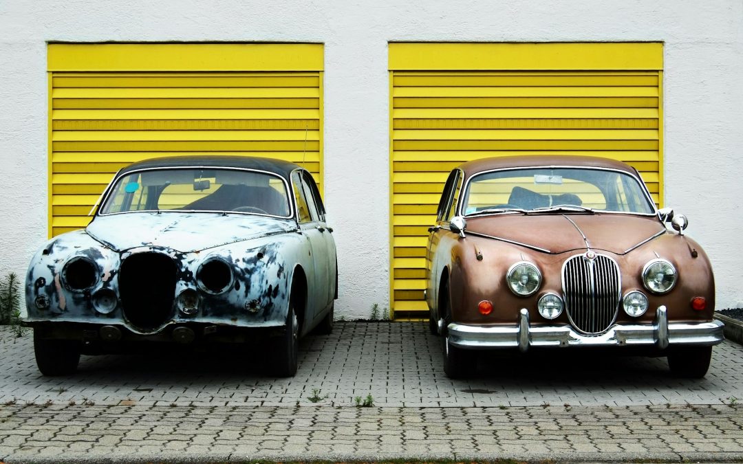 cars outside garage